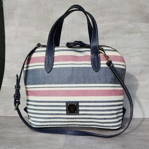 Dooney & Bourke Westerly Navy and Pink Striped Satchel Bag